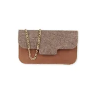 Hand-Umhängetasche Tybbke Clutch - Filz-Leder 21 x 12 x 3 cm
