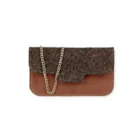 Hand-Umhängetasche Tybbke Clutch - Filz-Leder 21 x 12 x 3 cm