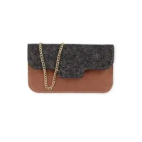 Hand-Umhängetasche Tybbke Clutch - Filz-Leder 21 x 12 x 3 cm
