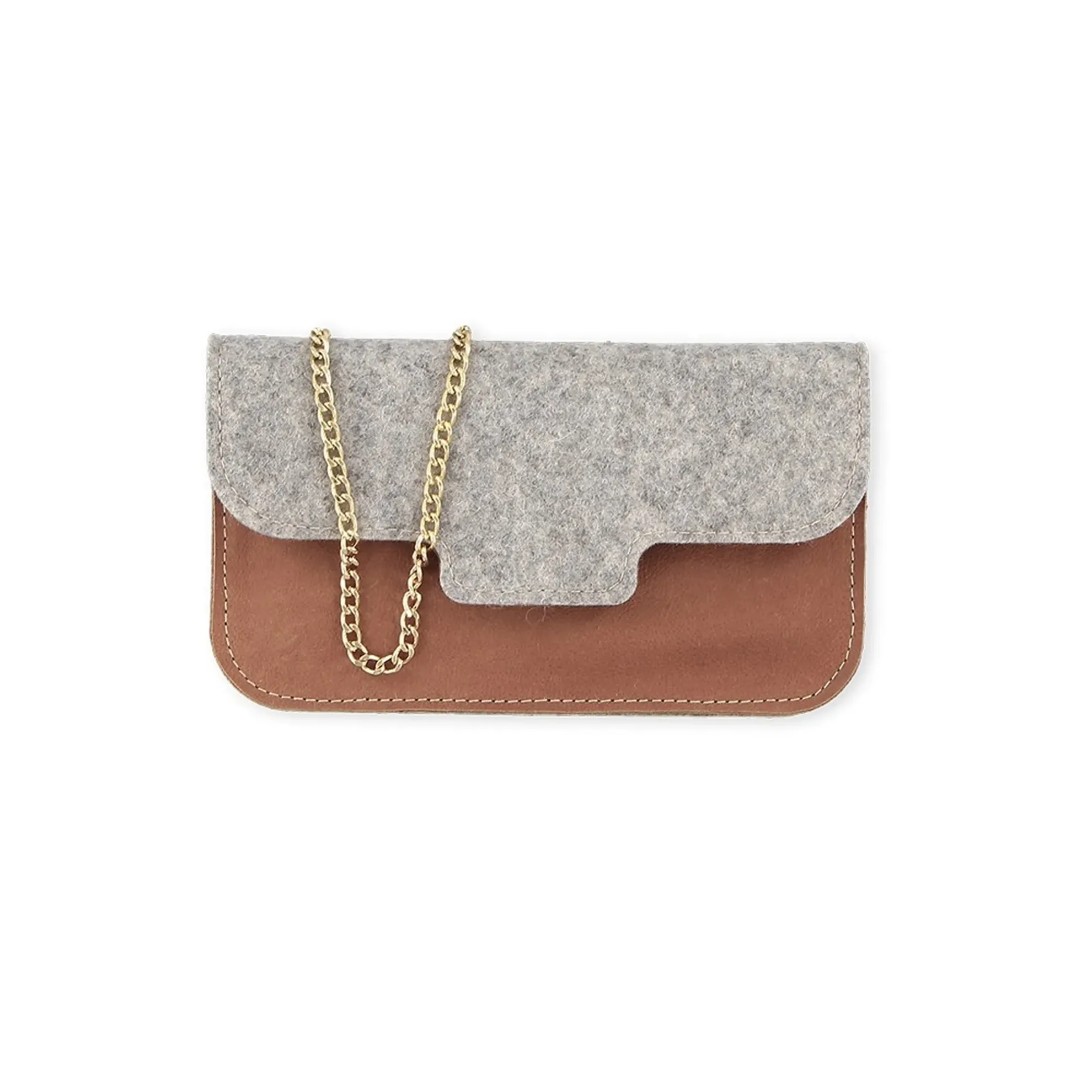 Hand-Umhängetasche Tybbke Clutch - Filz-Leder 21 x 12 x 3 cm