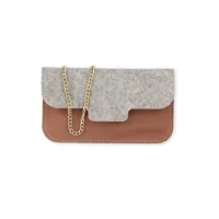 Hand-Umhängetasche Tybbke Clutch - Filz-Leder 21 x 12 x 3 cm