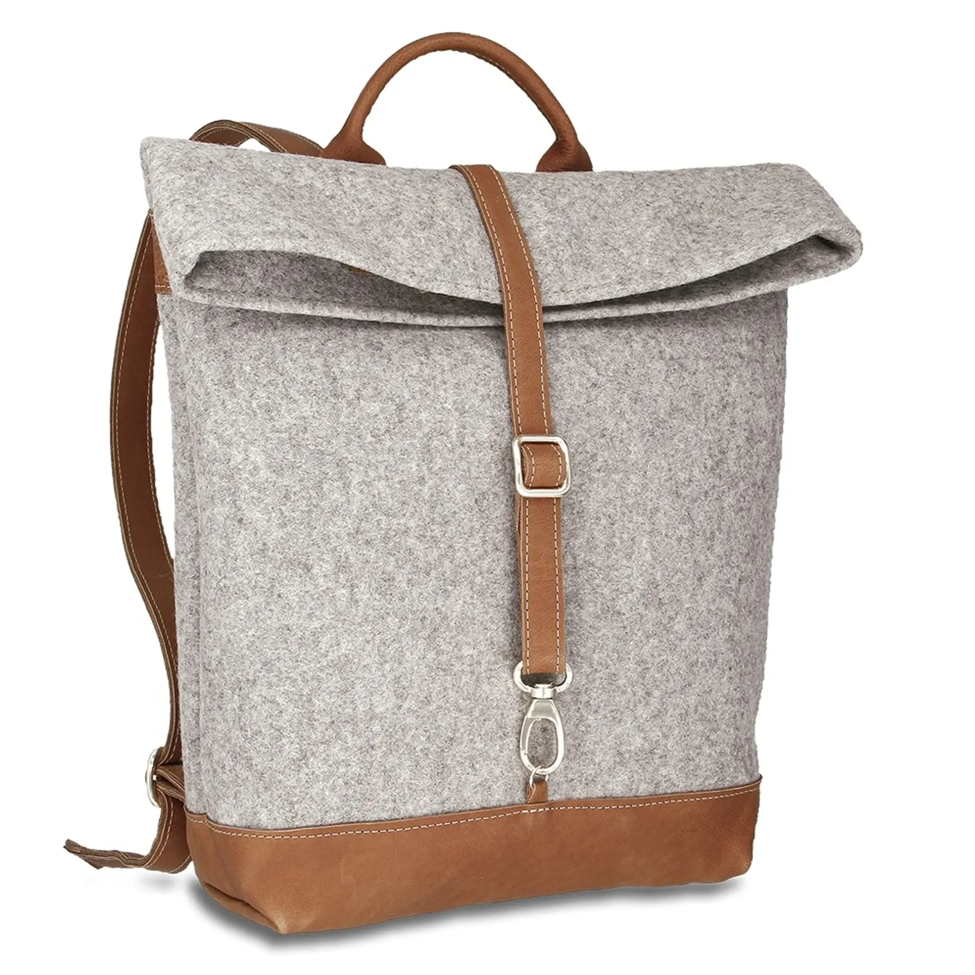 Rucksack Matz - Filz-Leder 27-36 x 38 x 10 cm