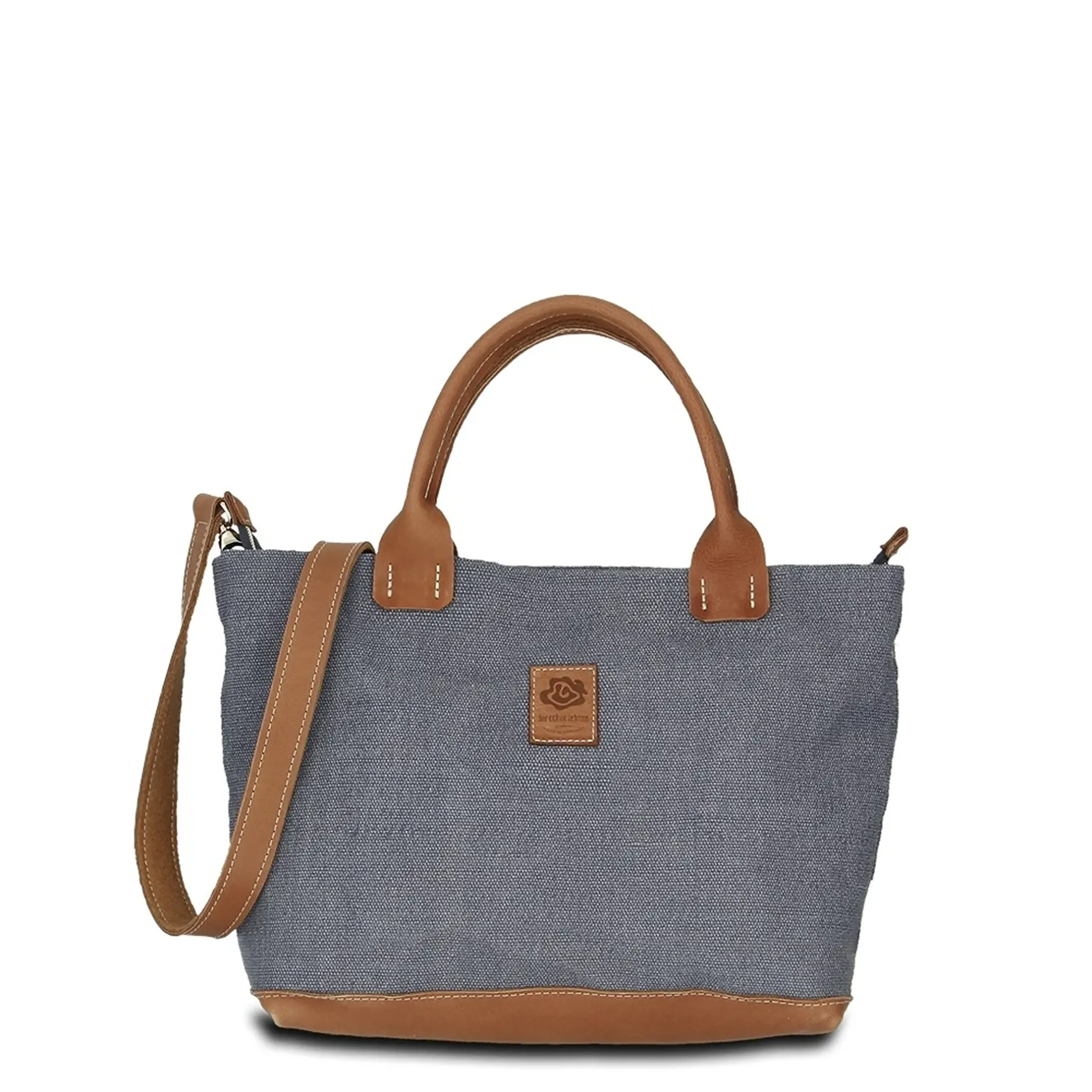 Hand-Umhängetasche KARLIE LUSH - Leinen-Leder 26-35 x 22 x 10 cm