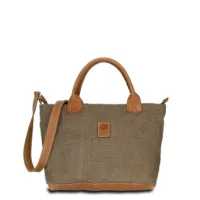 Hand-Umhängetasche KARLIE LUSH - Leinen-Leder 26-35 x 22 x 10 cm