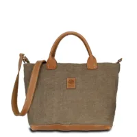 Hand-Umhängetasche KARLIE LUSH - Leinen-Leder 30-39 x 26 x 10 cm