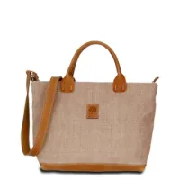 Hand-Umhängetasche KARLIE LUSH - Leinen-Leder 30-39 x 26 x 10 cm
