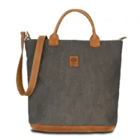 Hand-Umhängetasche KARLIE LUSH - Leinen-Leder 30-39 x 34 x 10 cm