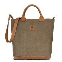 Hand-Umhängetasche KARLIE LUSH - Leinen-Leder 30-39 x 34 x 10 cm