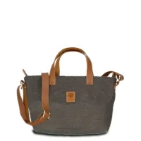Hand-Umhängetasche KARLIE LIGHT - Leinen-Leder 26-33 x 22 x 10 cm