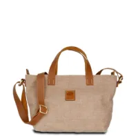 Hand-Umhängetasche KARLIE LIGHT - Leinen-Leder 26-33 x 22 x 10 cm