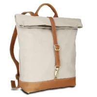Rucksack - Leinen-Leder 27-36 x 38 x 10 cm