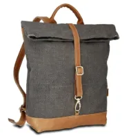 Rucksack - Leinen-Leder 27-36 x 38 x 10 cm