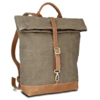 Rucksack - Leinen-Leder 27-36 x 38 x 10 cm