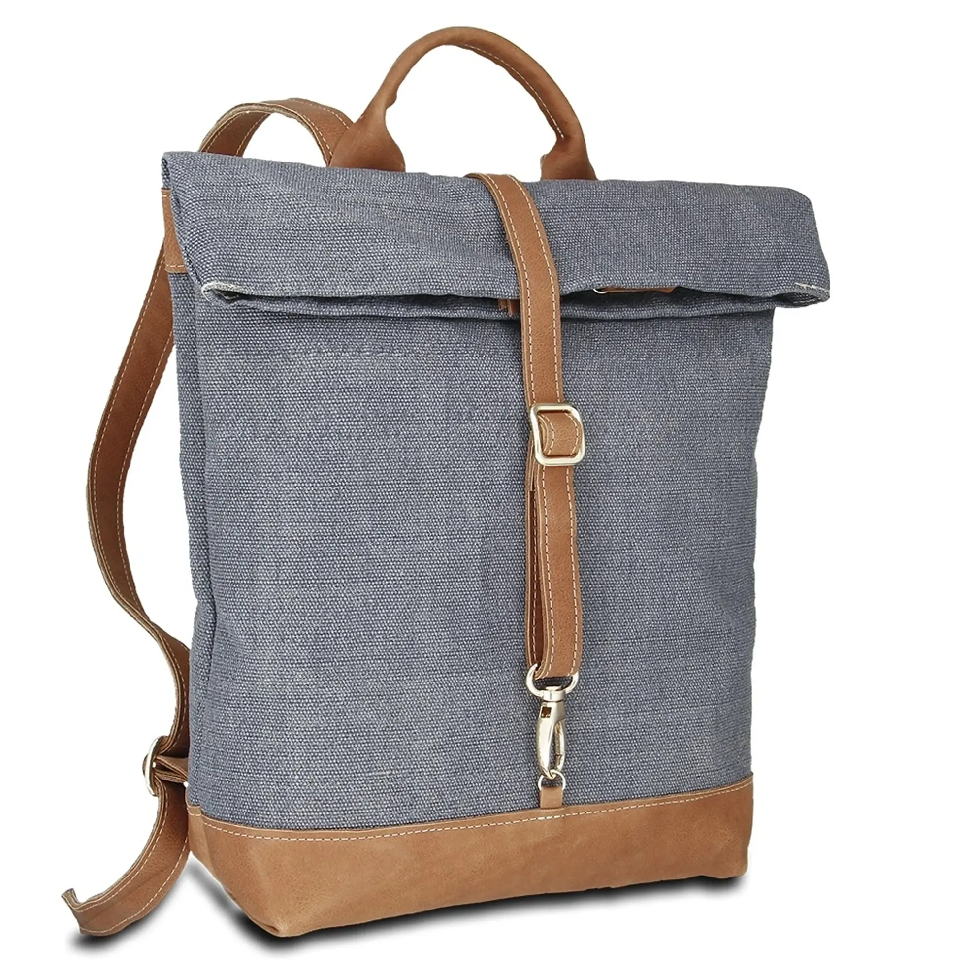 Rucksack - Leinen-Leder 27-36 x 38 x 10 cm