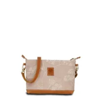 Umhängetasche JOANA lush small - Leinen-Leder 24-27 x 17 x 6 cm