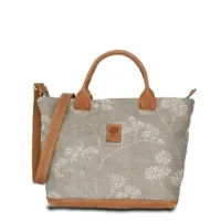Hand-Umhängetasche JOANA lush-go - Leinen-Leder 30-39 x 26 x 10 cm