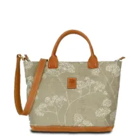 Hand-Umhängetasche JOANA lush-go - Leinen-Leder 30-39 x 26 x 10 cm