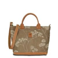 Hand-Umhängetasche JOANA lush-go - Leinen-Leder 30-39 x 26 x 10 cm