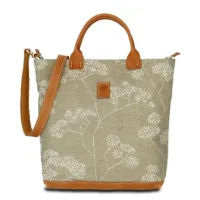Hand-Umhängetasche JOANA lush-daily - Leinen-Leder 30-39 x 34 x 10 cm