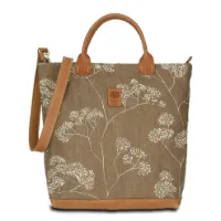 Hand-Umhängetasche JOANA lush-daily - Leinen-Leder 30-39 x 34 x 10 cm