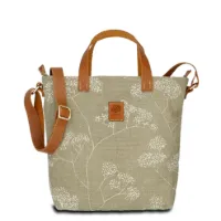 Hand-Umhängetasche JOANA light - Leinen-Leder 25-34 x 30 x 10 cm