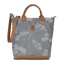 Hand-Umhängetasche JOANA lush-daily - Leinen-Leder 30-39 x 34 x 10 cm