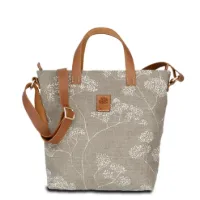 Hand-Umhängetasche JOANA light - Leinen-Leder 25-34 x 30 x 10 cm