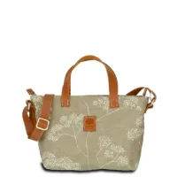 Hand-Umhängetasche JOANA light hip - Leinen-Leder 25-33 x 22 x 10 cm