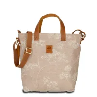 Hand-Umhängetasche JOANA light - Leinen-Leder 25-34 x 30 x 10 cm