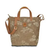 Hand-Umhängetasche JOANA light - Leinen-Leder 25-34 x 30 x 10 cm