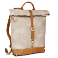 Rucksack JOANA backpack - Leinen-Leder 27-36 x 38 x 10 cm