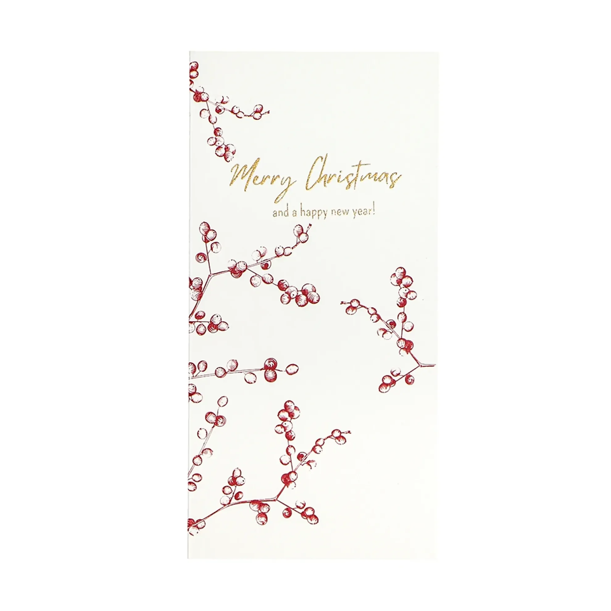Grüßkarte CARD-REDBERRYWREATH-DIN-lang